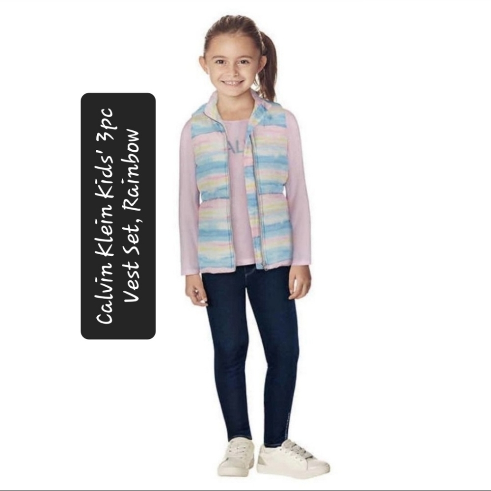 Calvin Klein Kids' 3-piece Vest Set, Rainbow